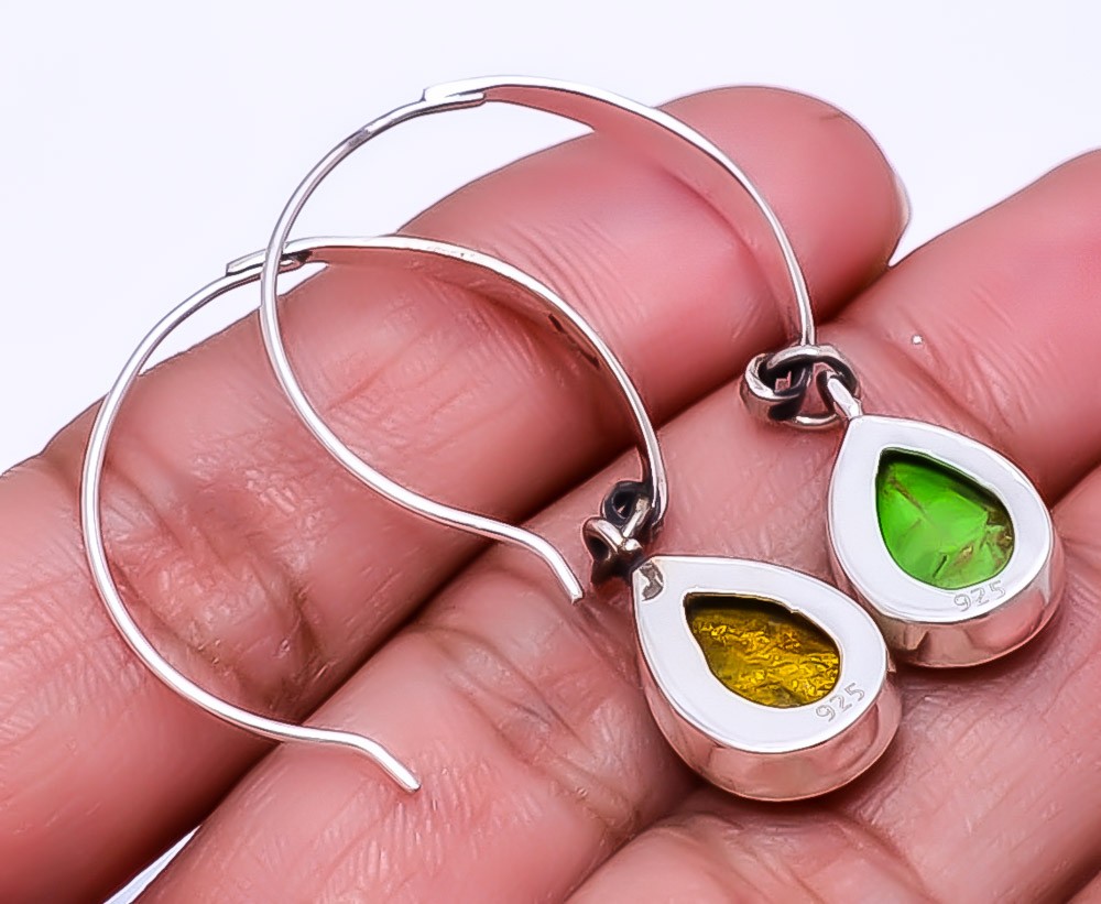 Copper Green Turquoise Designer Handmade 925 Sterling Silver Earring 1.76″ E27