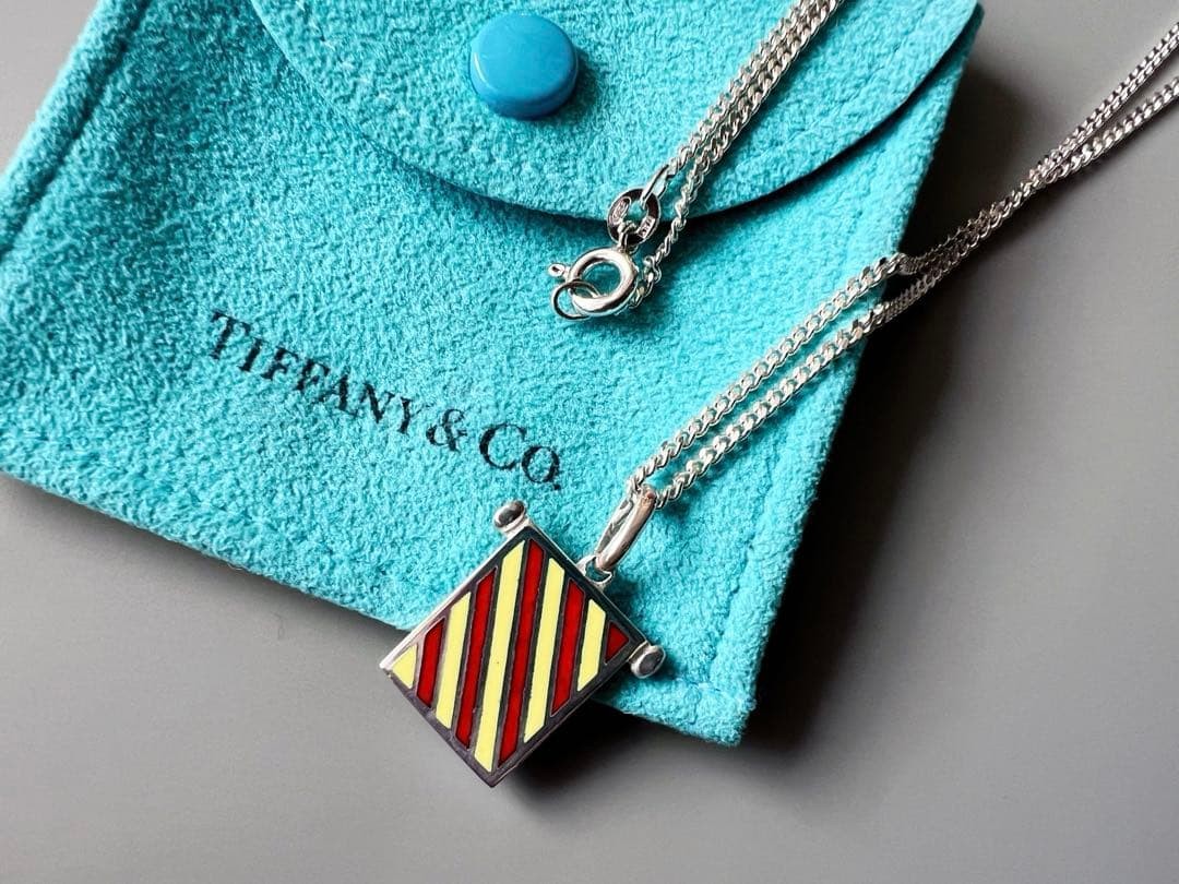 Tiffany Catalonia Flag Necklace Sterling Silver Unisex Vintage 50cm