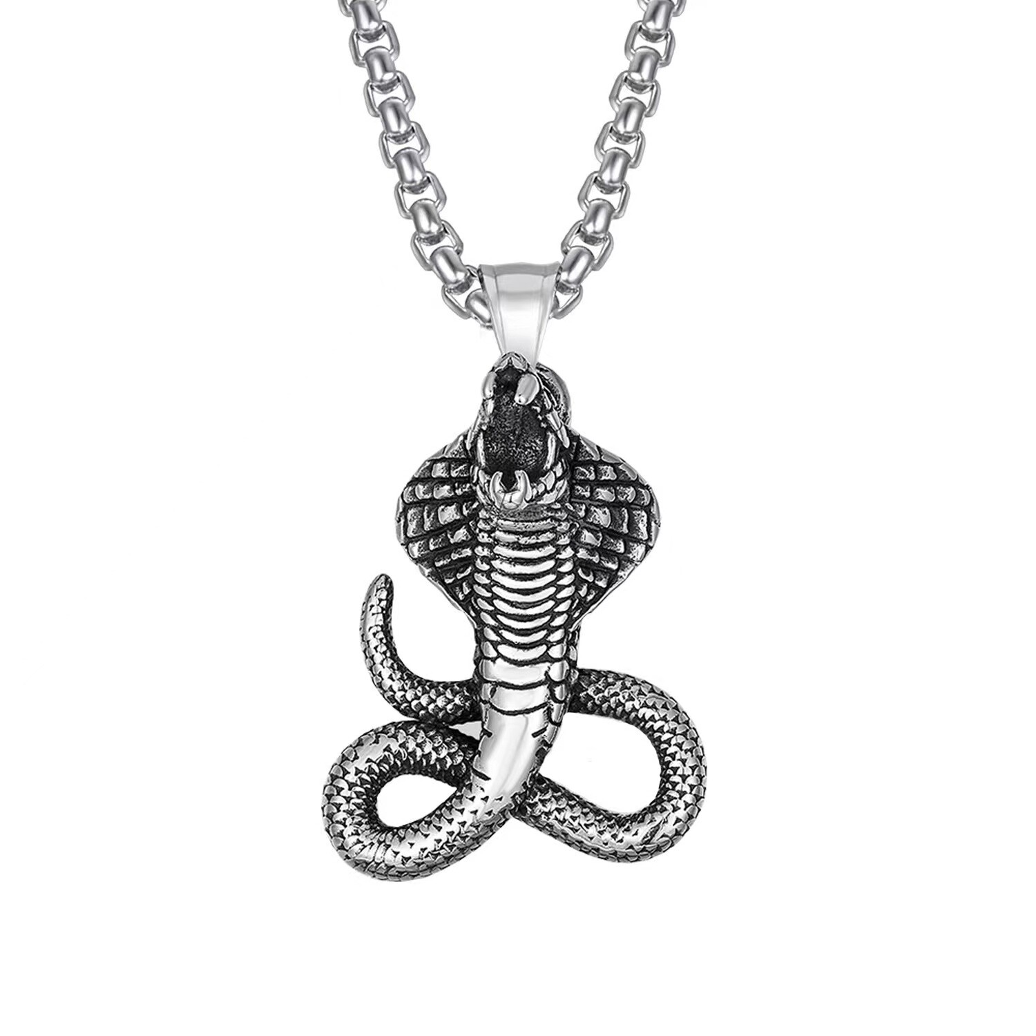 Mens Unisex Retro Animal Snake Pendant Necklace Punk Goth Rock Biker Jewelry 24″