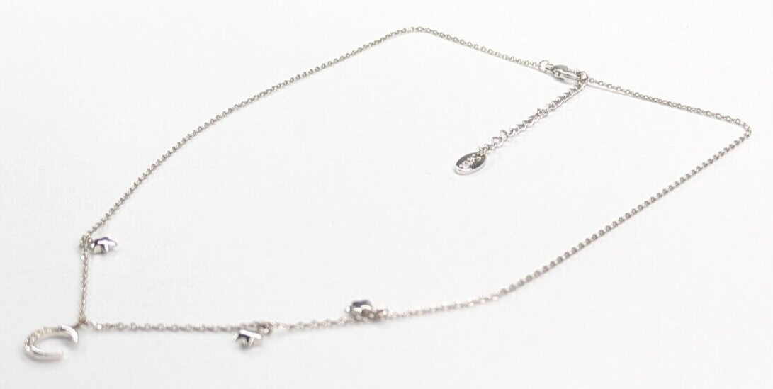Saiya Signed Crescent Moon Stars Rhinestone Celestial Pendant Stars Necklace 18″