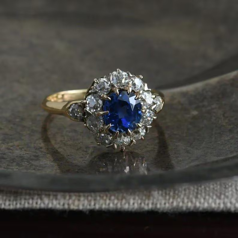 2.50 Ct Round Cut Simulated Sapphire 14k White Gold Plated Cluster Wedding Ring