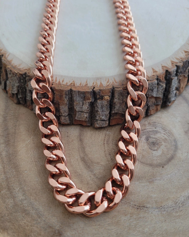 Pure Solid Copper Cuban Chain Necklace Curb Link Rider Arthritis 24″ Necklace