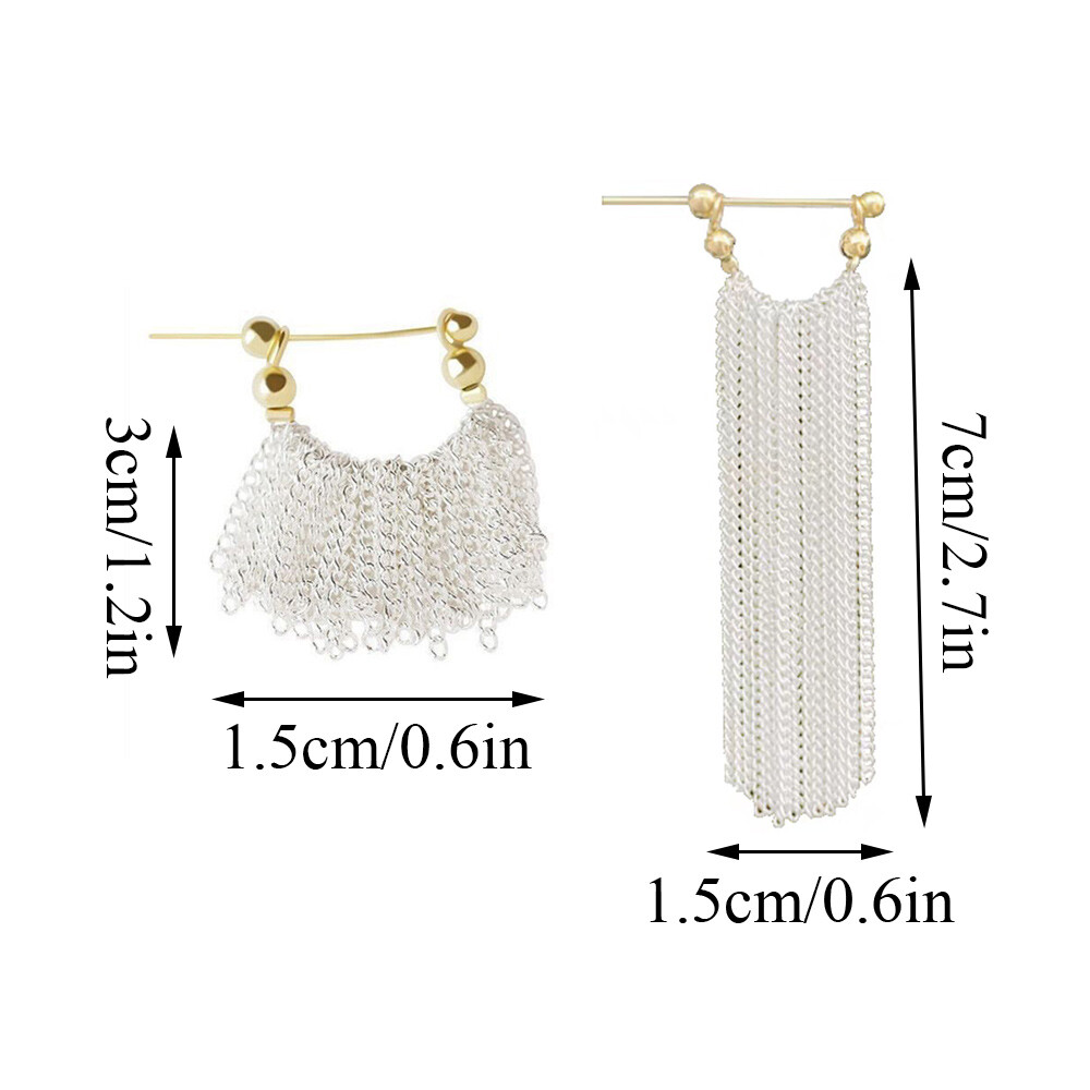 1 Pair Tassel Earring Ear Studs Pendant Silver Dangle Punk Drop Earrings Jewelry