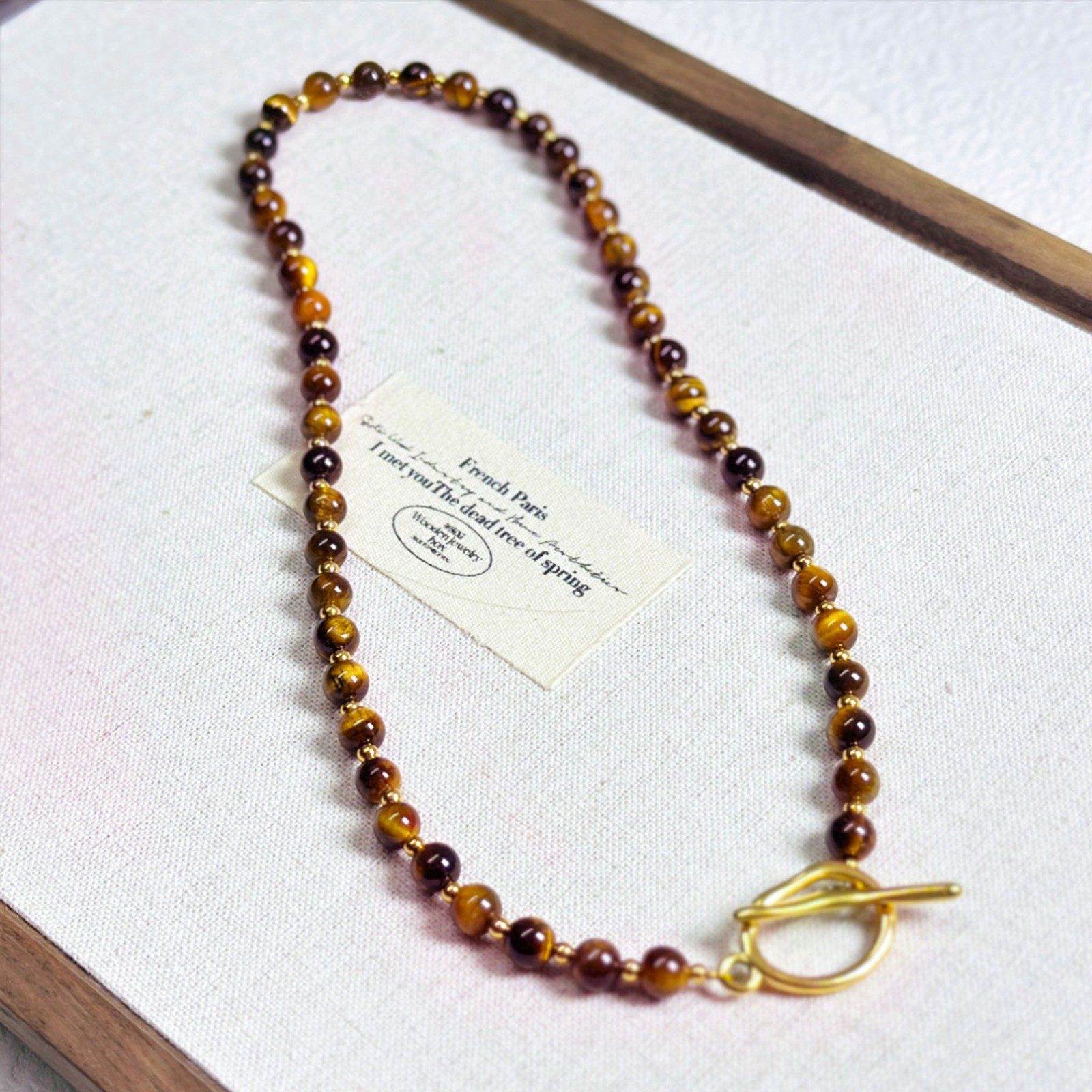 Premium Tiger Eye 6mm Beaded Boho Stylish Healing Anxiety Relief Women Necklace