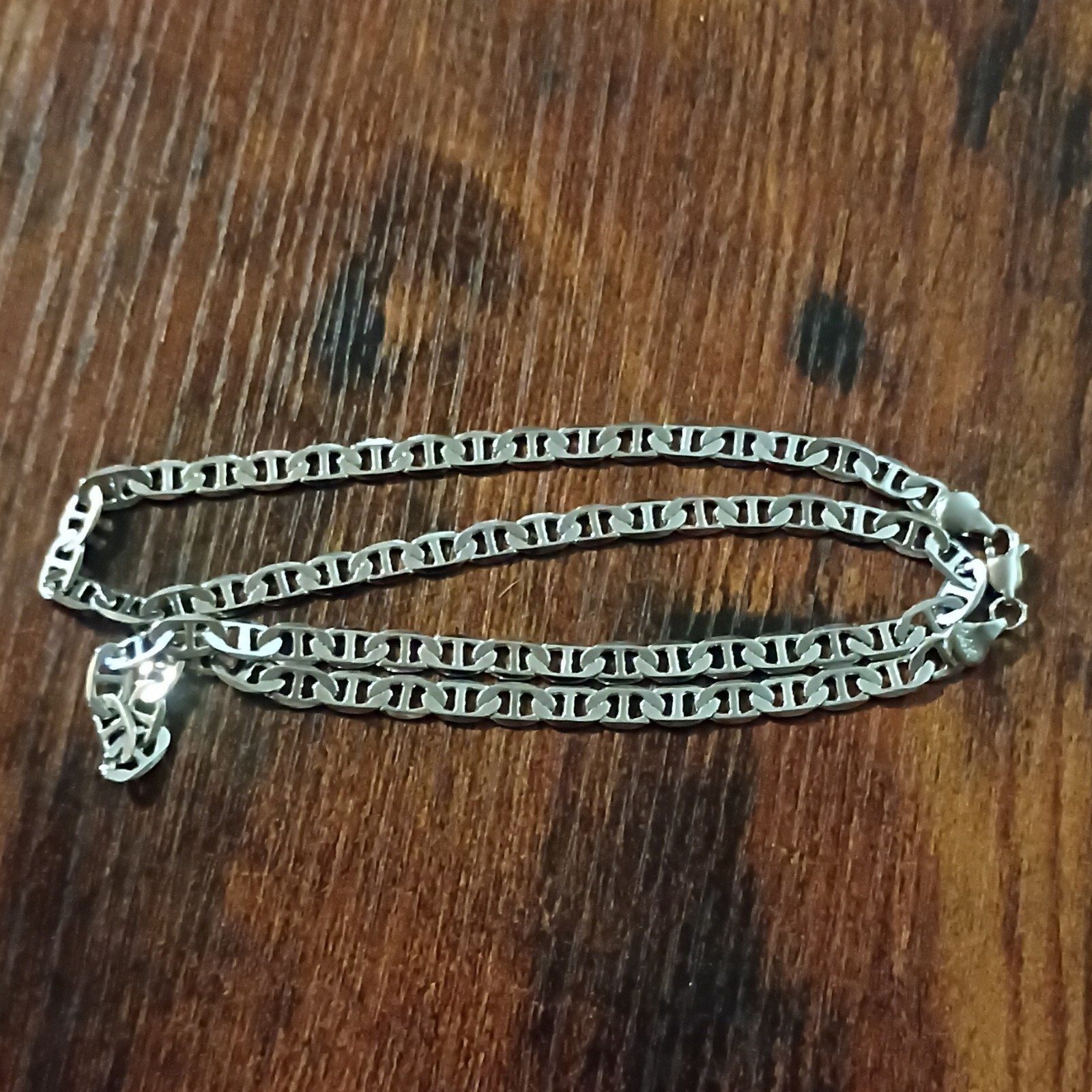 14k white gold plated Sterling Silver Figaro Link Chain Necklace 22in