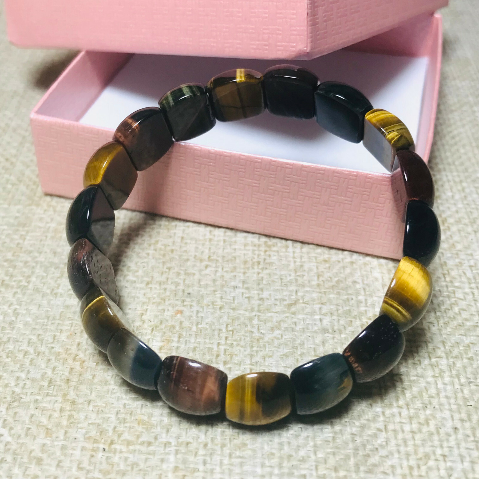 1PCS Natural Multicolor tiger eye Stone square Beads fit Yoga bracelet