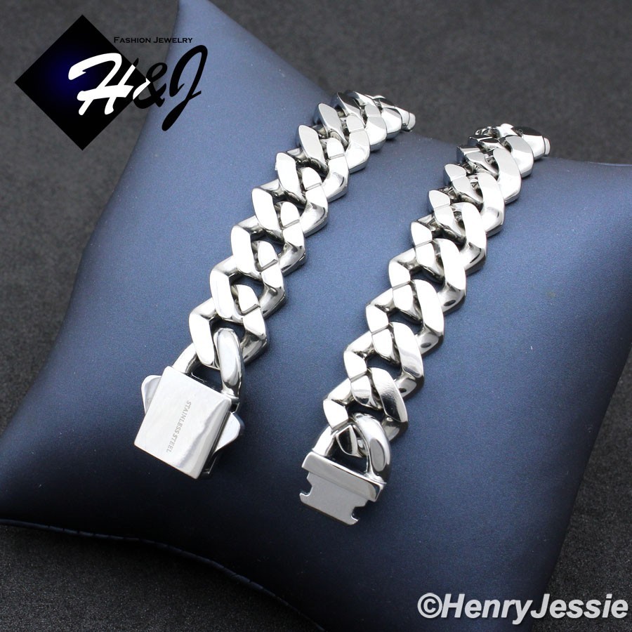16″-40″MEN Stainless Steel Full Bling CZ 10/12mm Miami Cuban Curb Necklace*N171