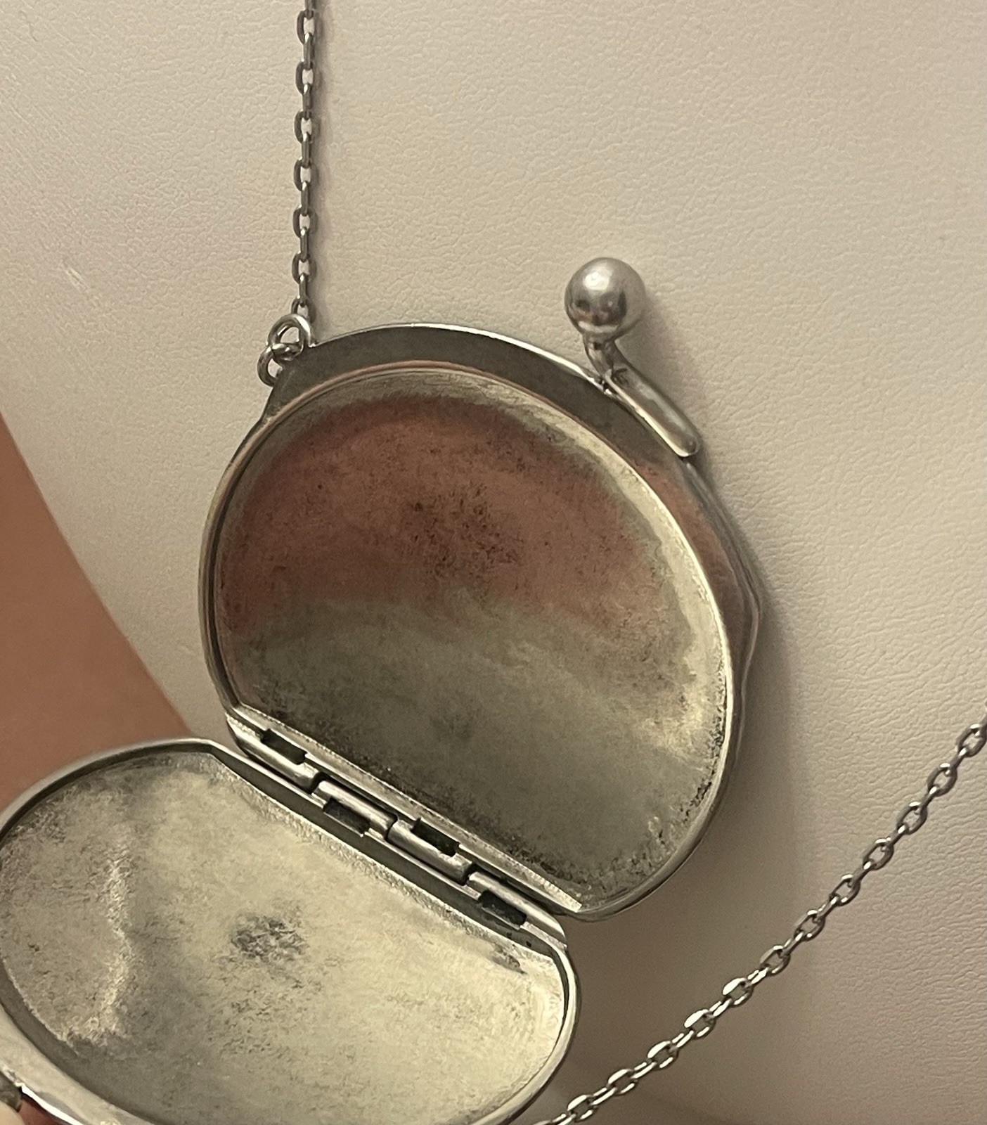 Coach Limited Edition Runway Antiqued Silver Kisslock Pendant Necklace NWT