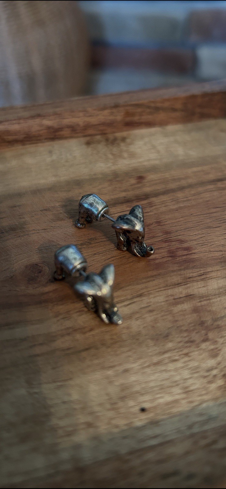 Enreverie Elephant False Gauge Earrings, Antique Silver Plated Stud
