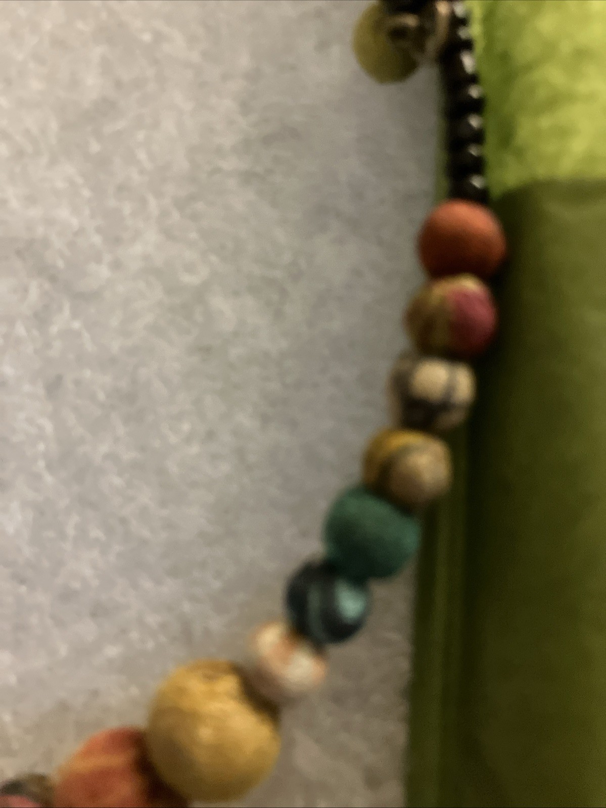 World Finds Fabric Covered Beaded Choker Strand Necklace w/ Tag 74540 Fair Trade