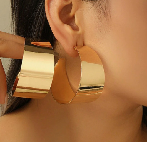 Chunky Gold Hoop Earrings Big Large Gold Tone Wide Hoop Earrings for Women