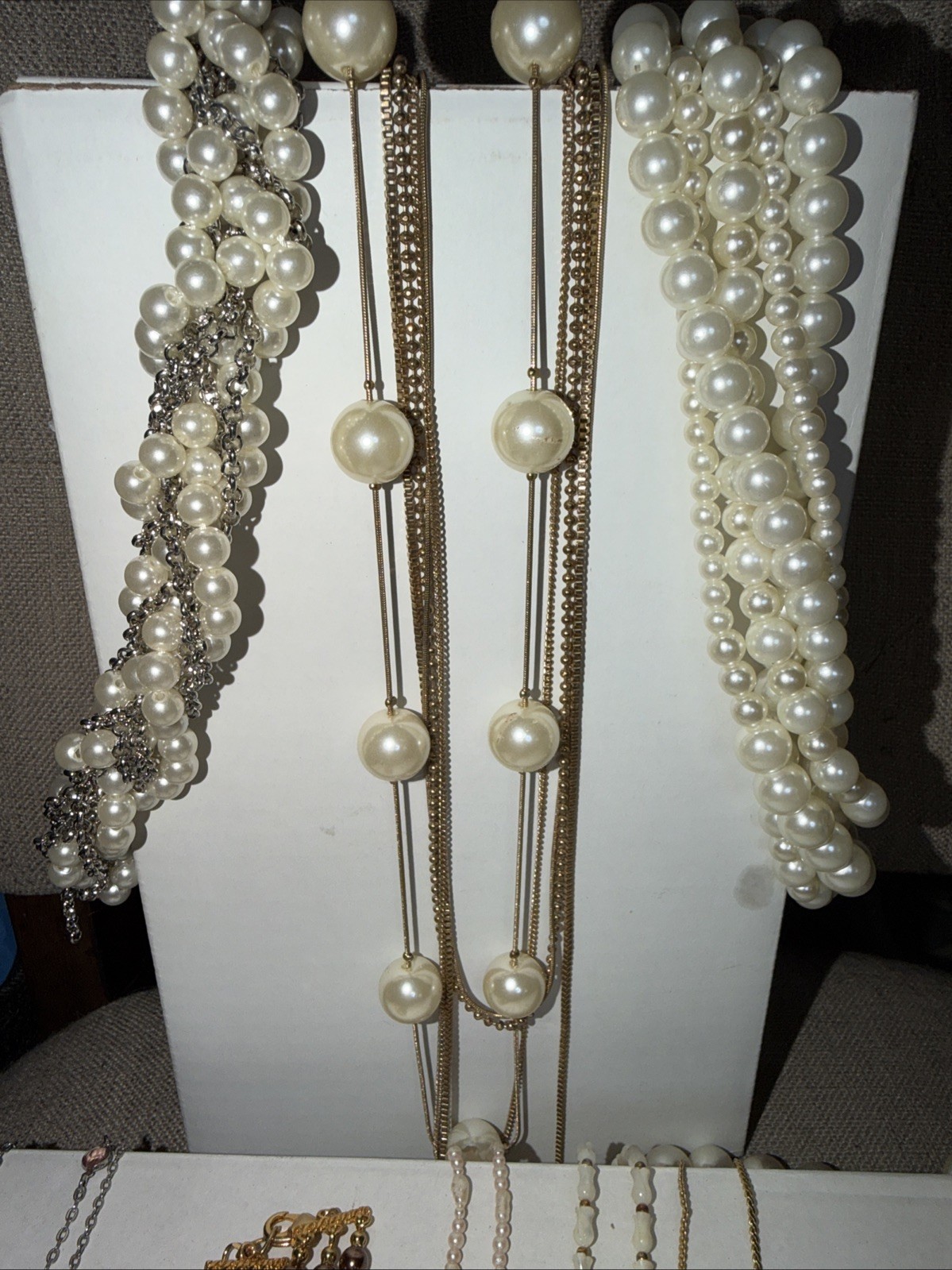 Assorted Faux Pearl Costume Jewelry Lot of 10 Necklaces Vintage & Modern