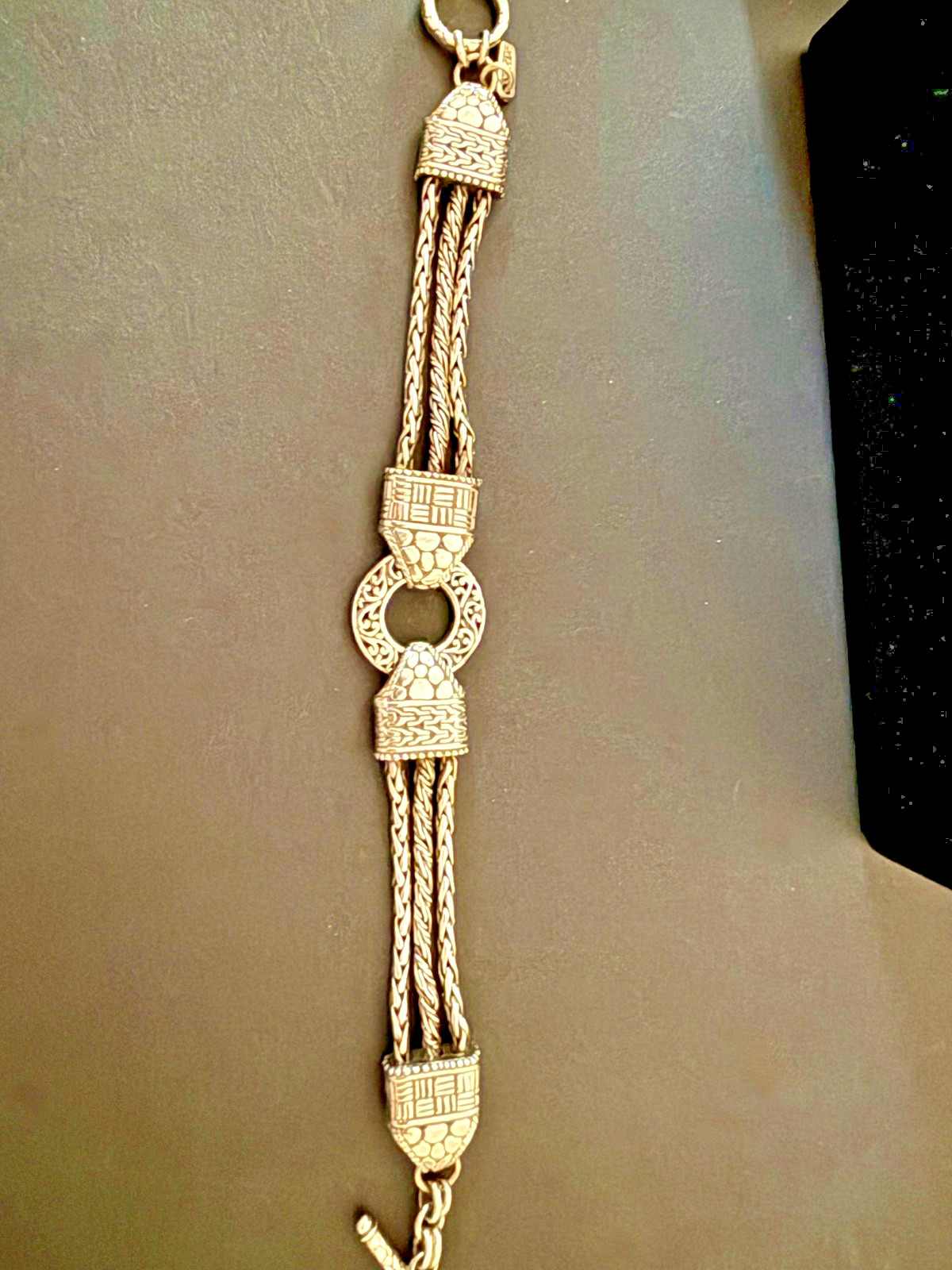 BALINESE Hand Made Sterling Silver TRIPLE CHAIN Bracelet. Filigree. SARDA