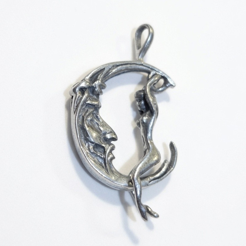 2.7 Gram 925 Silver Moon Fairy Woman Figure Charm Pendant, Fantasy