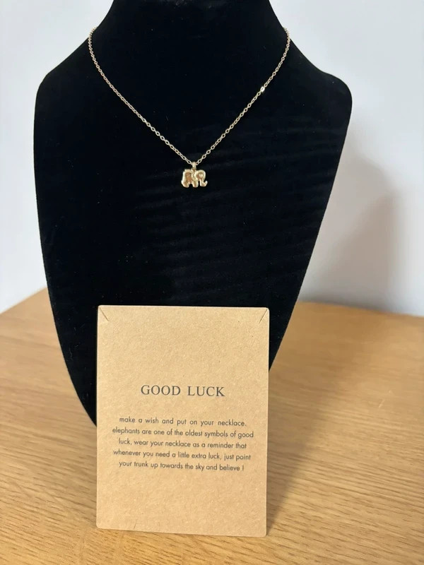 Elephant Pendant Gold Dipped Necklace With 45cm Chain + 5cm extension