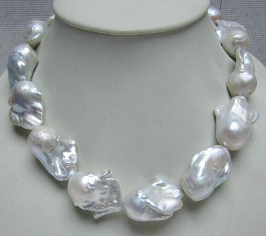 16/18/20/24/ 36″ Huge Natural AAA++ South Sea White Baroque Pearl Beads Necklace