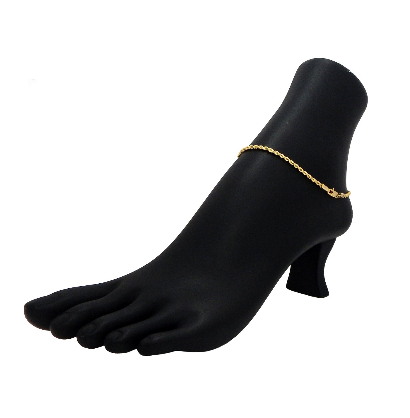 3mm Twisted ROPE CHAIN QUALITY ANKLET BRACELET 14K ITALY GOLD PLATED