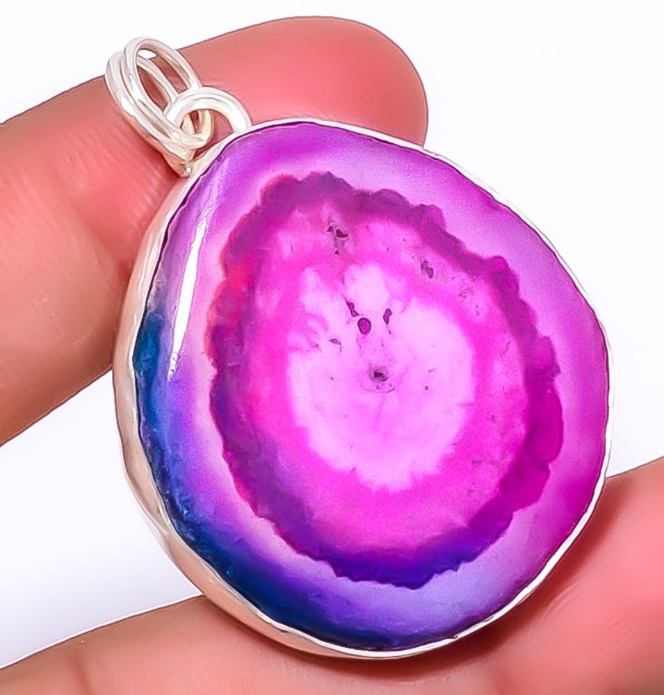 Purple Solar Quartz Eye Gemstone 925 Sterling Silver Jewelry Pendant 1.76″ A323