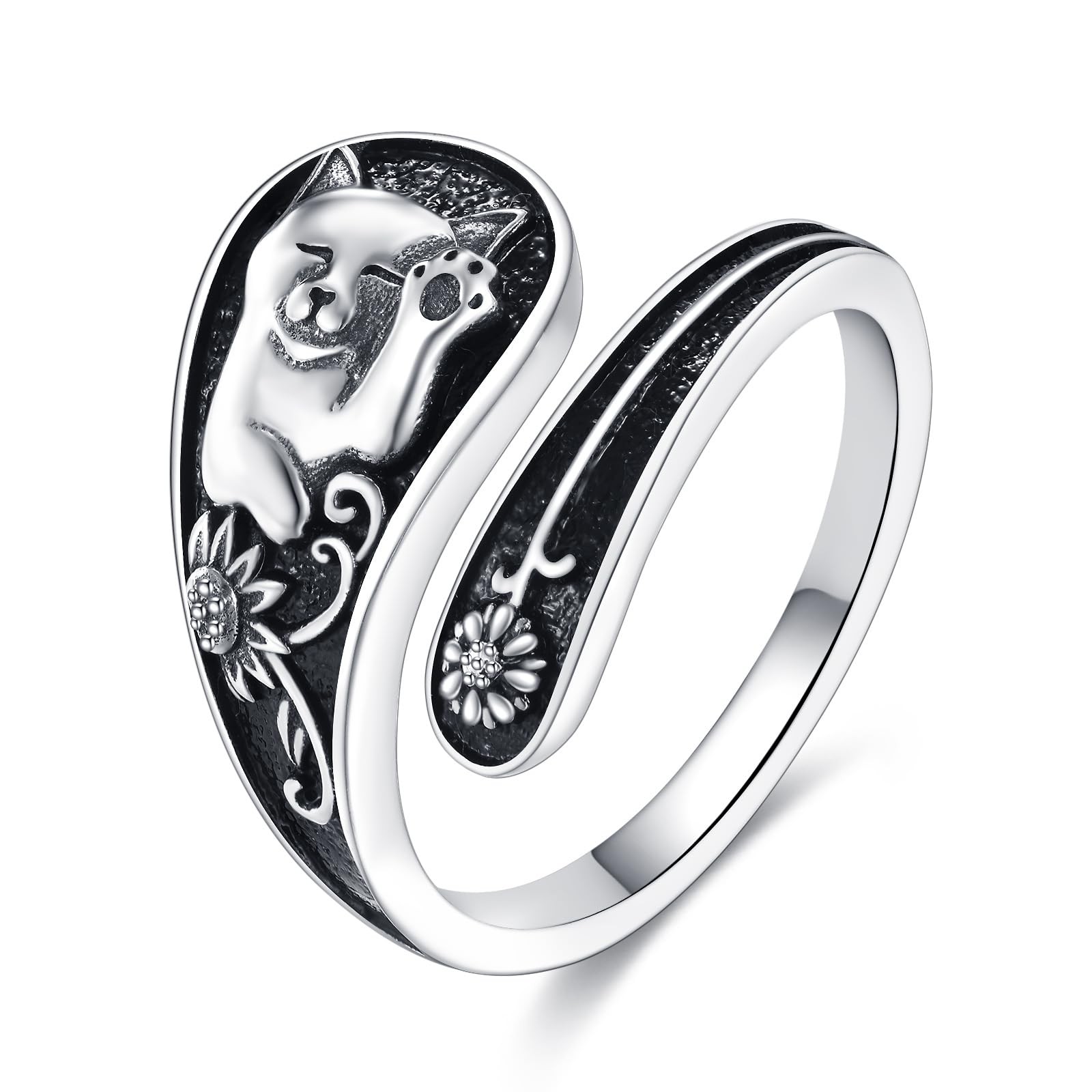 Cat Spoon Ring Sterling Silver Animal Adjustable Ring Cute Cat Jewelry Gifts …