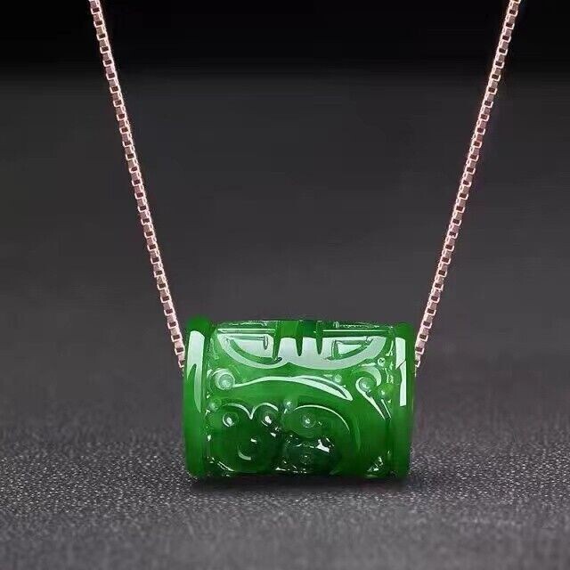 Natural Ice Green Jade Jadeite Bead Lucky Amulet Pendant&necklace Jewelry 转运珠