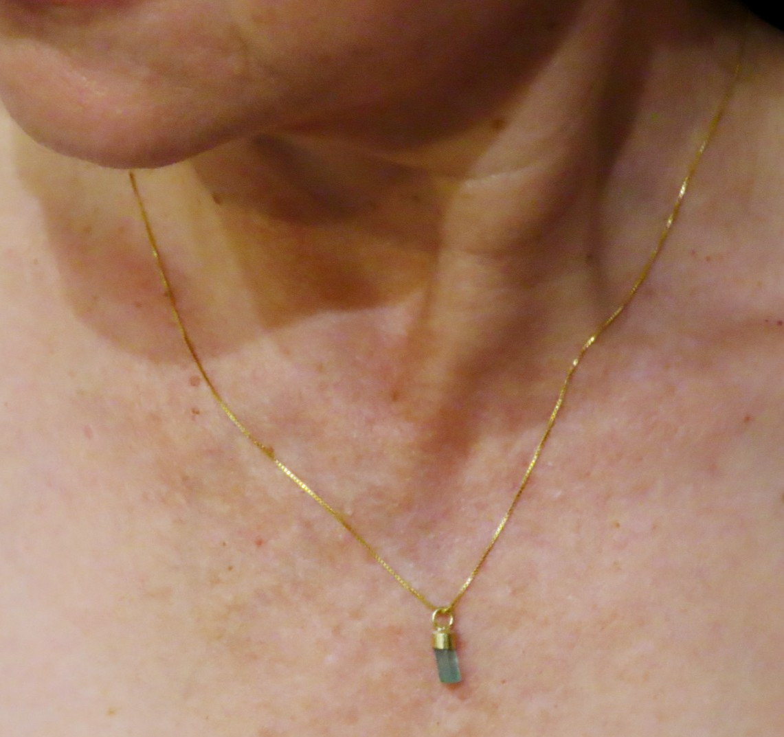 Natural Emerald Raw Pendant, Hexagonal Prism in 18ct Gold