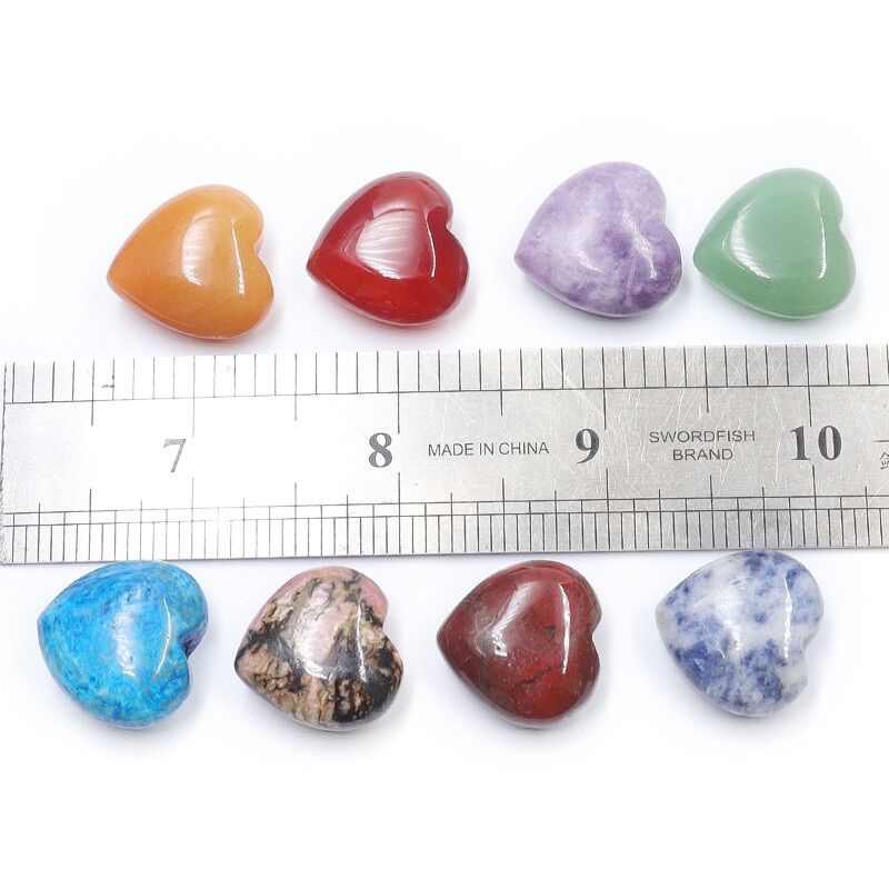 Natural Stone Heart Charms Healing Reiki Mix Beads for Jewelry making no hole