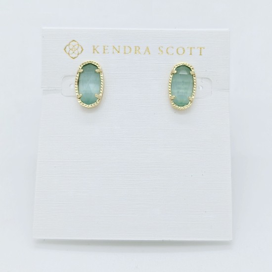 New Kendra Scott Ellie Stud Earrings In Light Blue Illusion / Gold