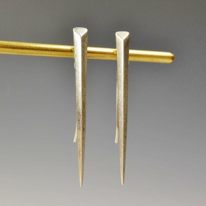 Handmade Sterling Silver Long Pointed 3D Spike Earrings Ear Crawler Climbers