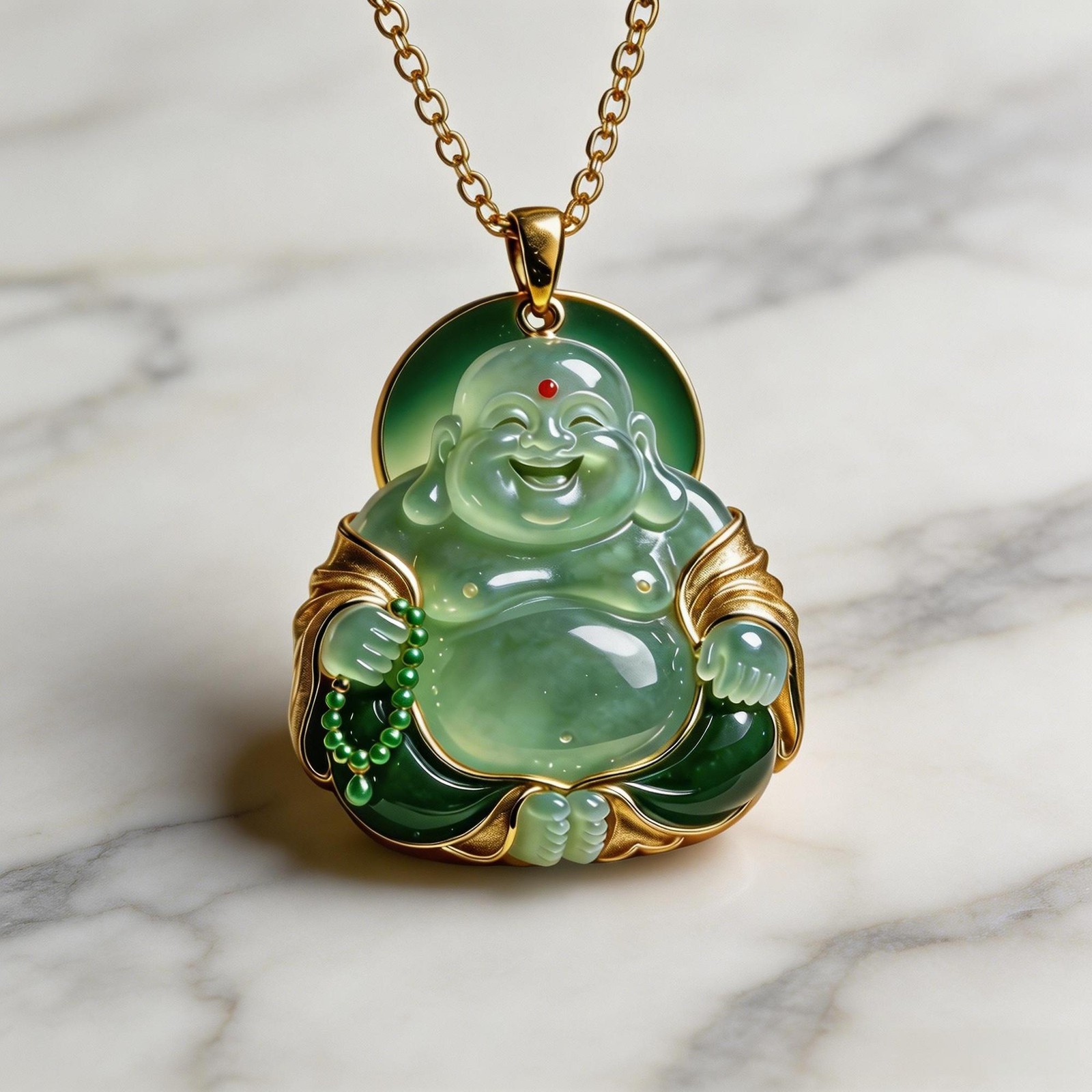 New Metal Maitreya Buddha Pendant Necklace Chinese Style Figure Collectible