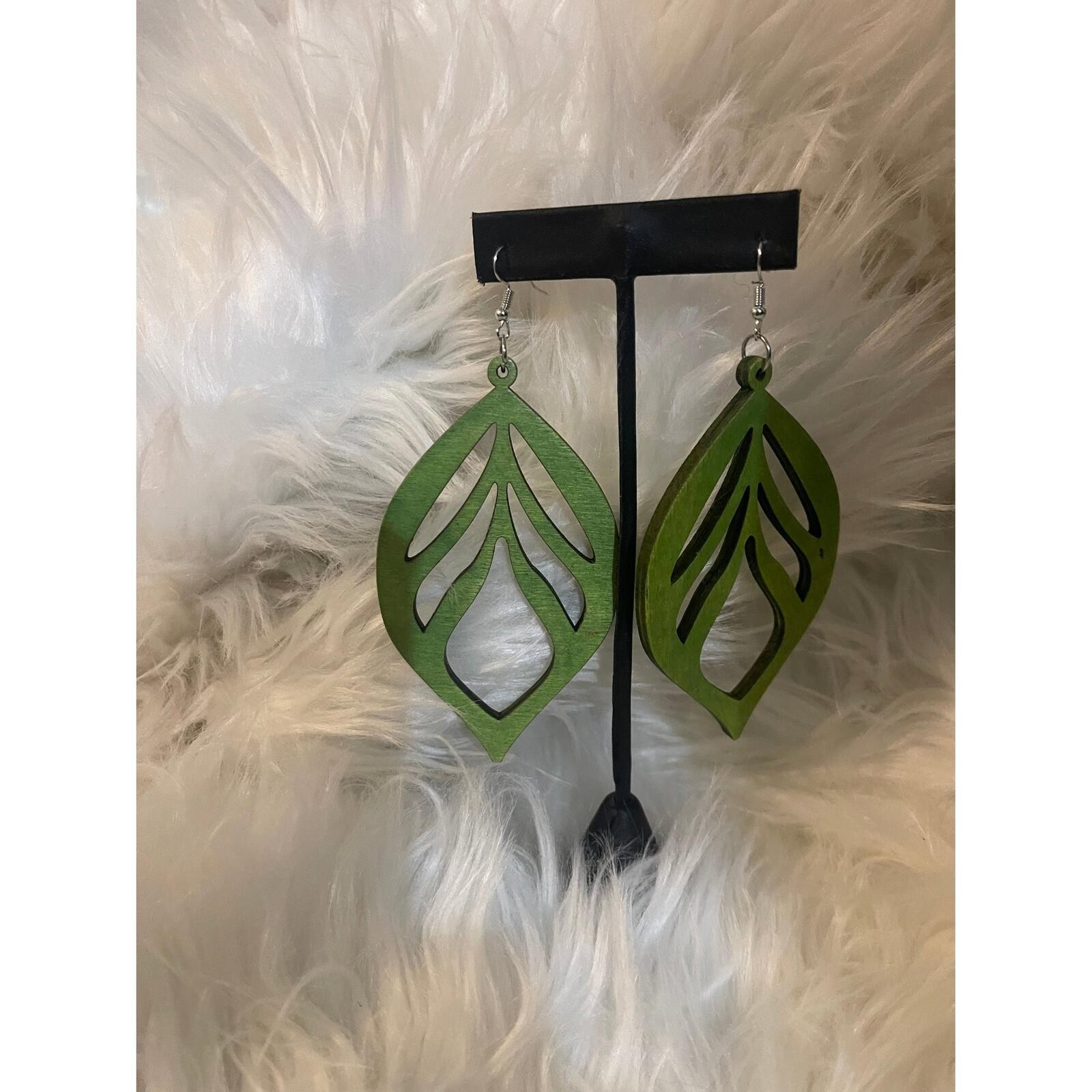 Purple Leaf Wood Earrings