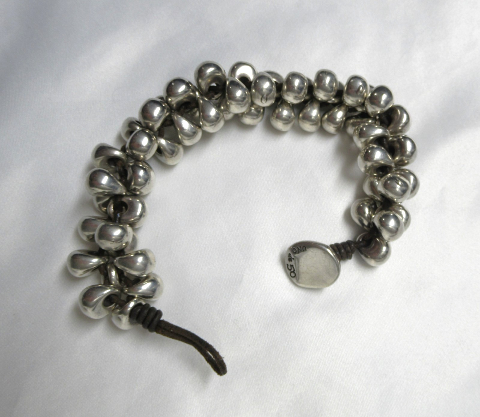 Uno de 50 Bracelet sterling silver plated tear drop beads handcrafted in Spain