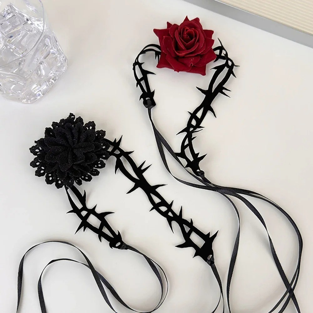 Thorn Choker – Gothic Style Rose Necklace for Women – Halloween Accessories