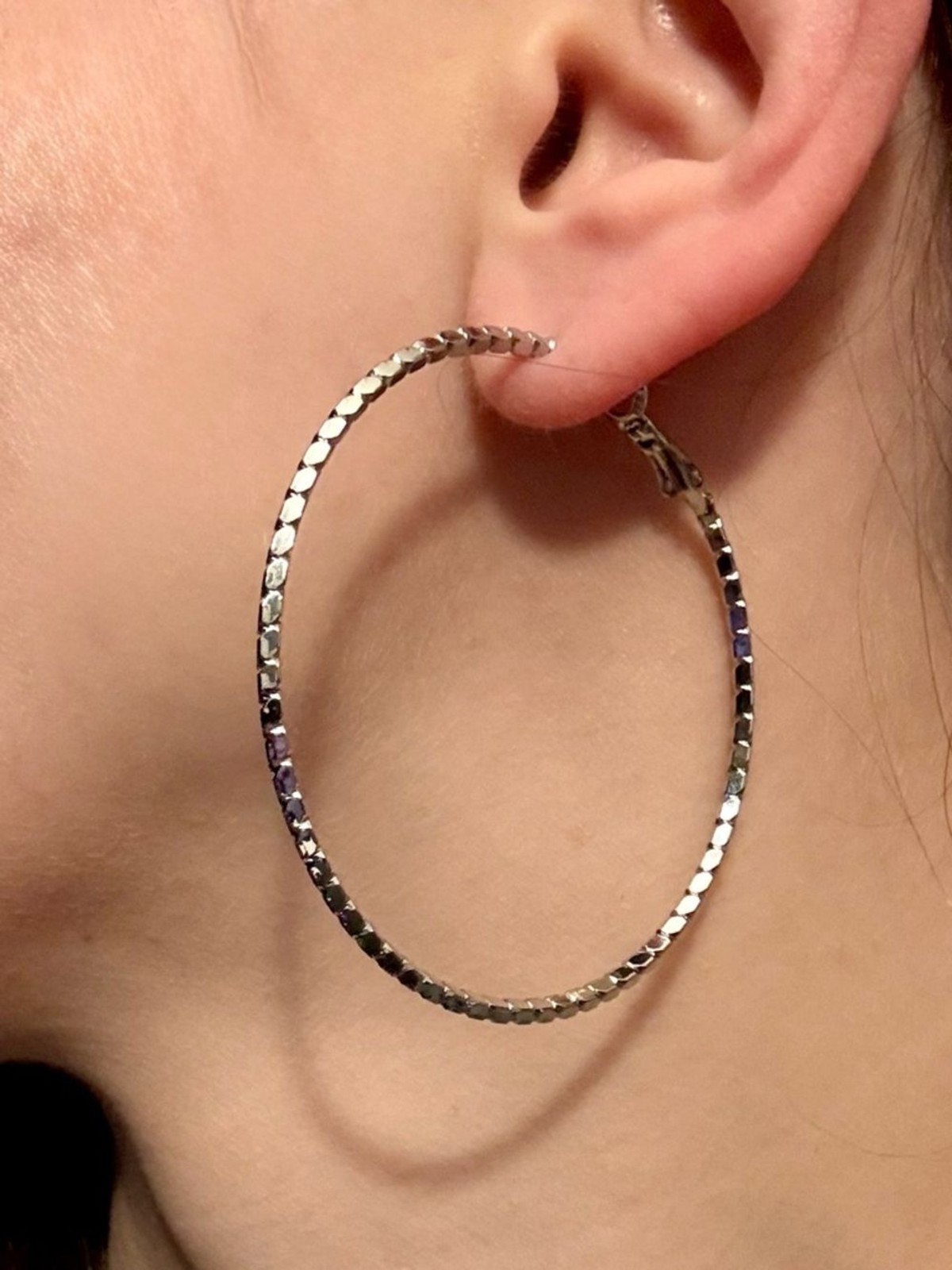 Express Silver Bevel Textured 2.25 inches Hoop Earrings Women’s Jewelry