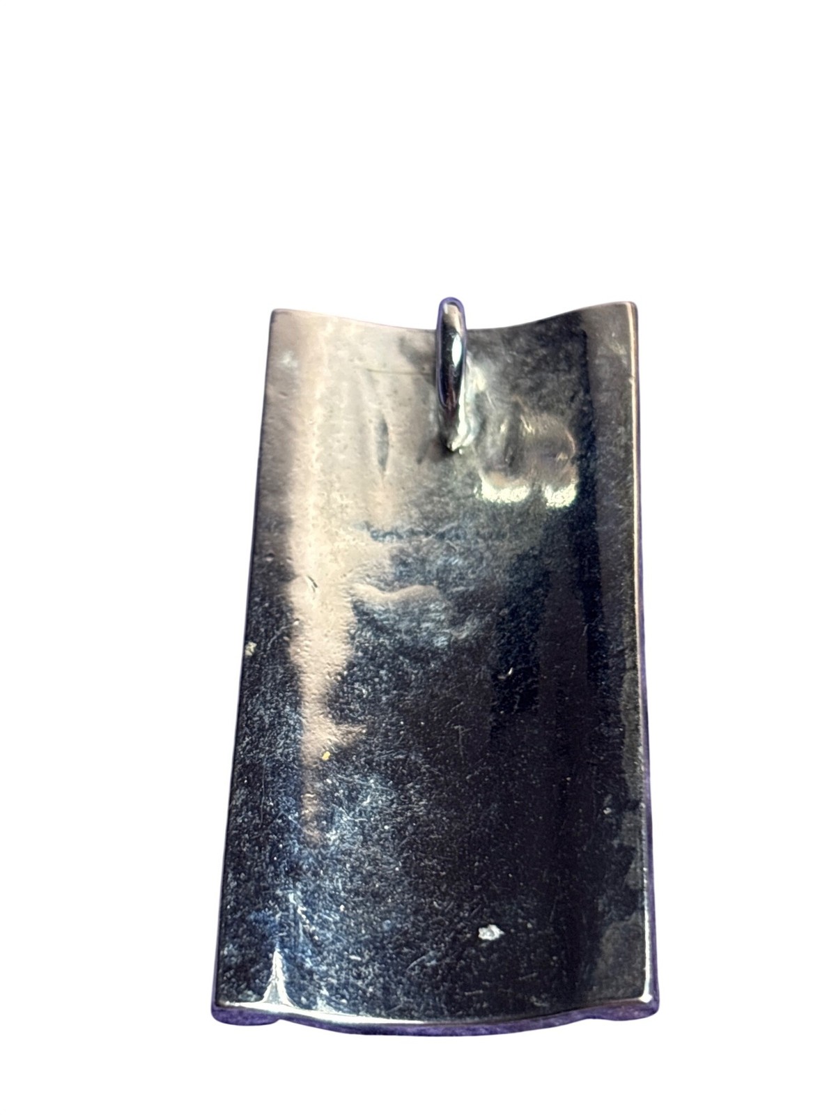 Silvertone Textured Rectangle Pendant 2 inches