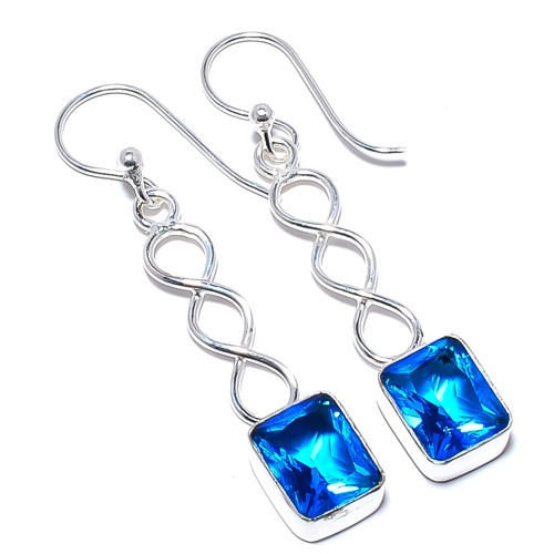 Tanzanite Gemstone 925 Silver Plated Spiral Earring 1.79″ T76