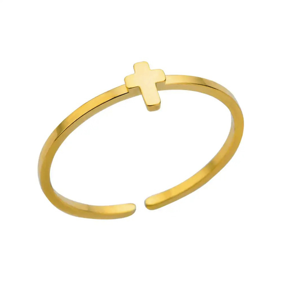 1pc 316L Stainless Steel Ring Gold Color Luxury Classic Women Wedding Ring – NEW