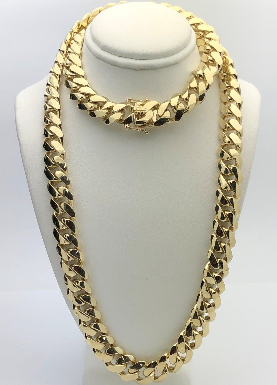 10k Yellow Gold Solid Heavy Miami Cuban Link Chain Necklace 24″ 7mm