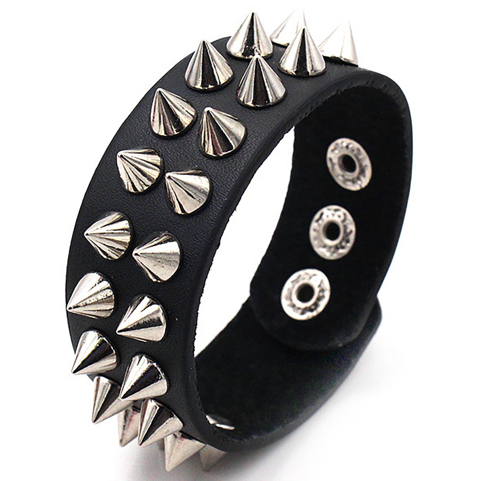 Unisex Adults Wristband Sexy Rock Cuff Durable Bracelet Button Closure Vintage