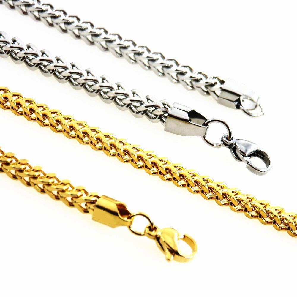 Two Colors 6mm Man Woman Stainless Steel Wheat Braided Foxtail Franco Chain