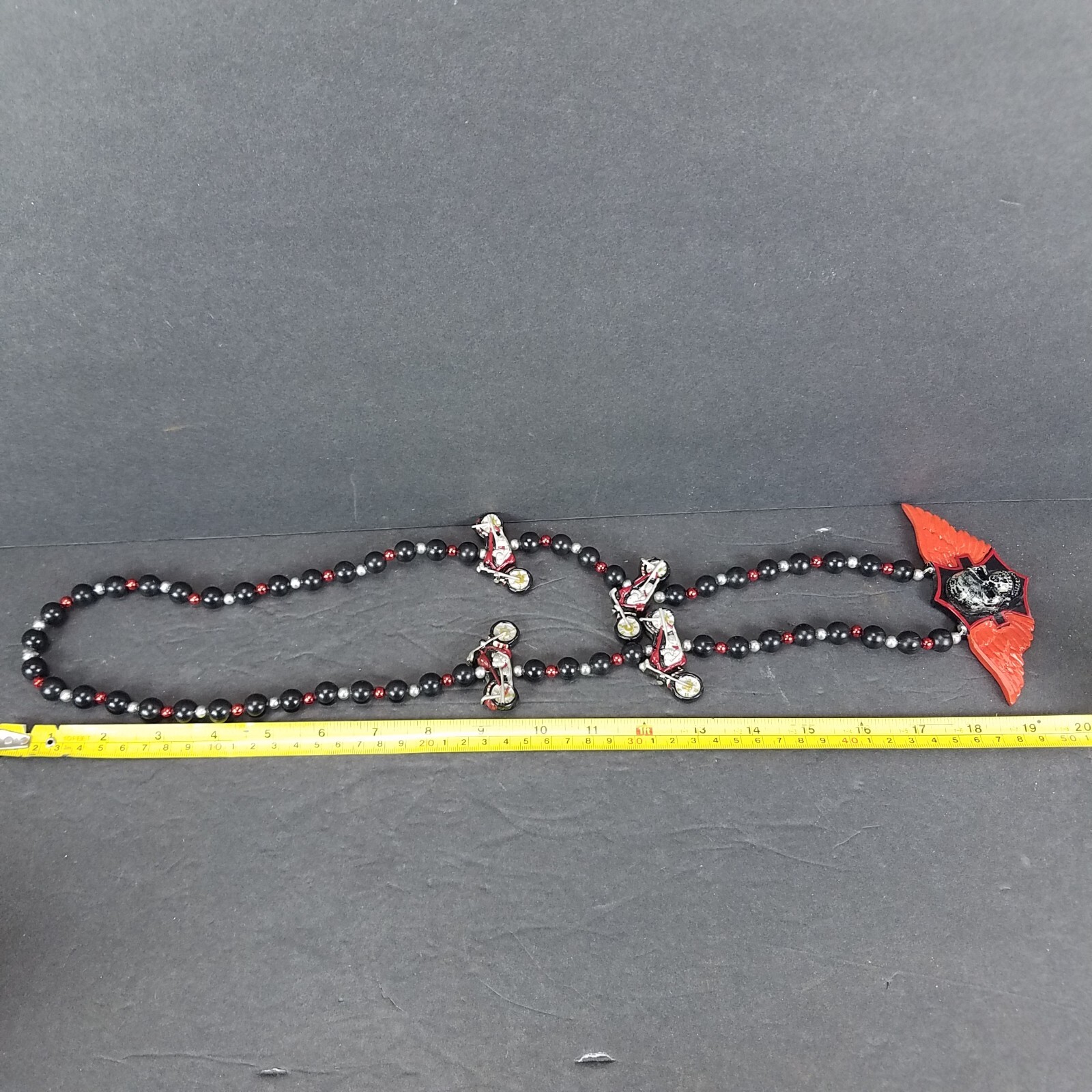 Skull and Motorcycles 36″ Necklace Mardi Gras Beads Plastic Resin