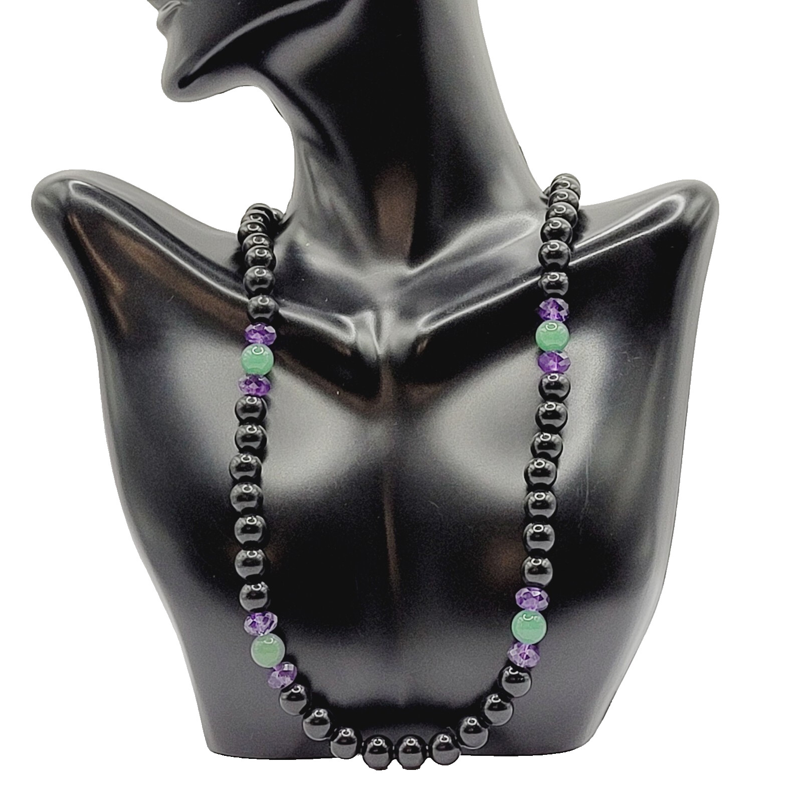 Jay King DTR 925 Black Stone Amethyst Aventurine Beaded Necklace Mine Finds