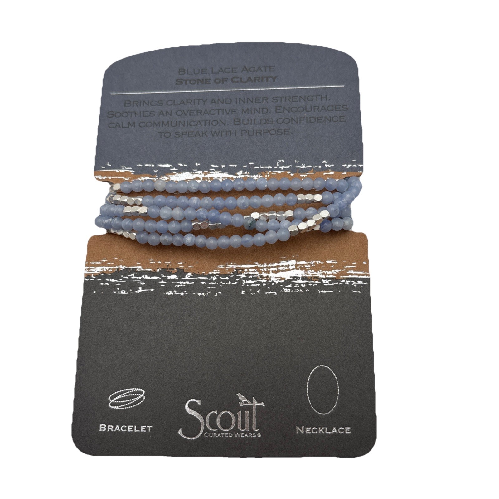 Scout Stone Wrap Blue Lace Agate/Silver – Stone of Clarity Necklace to Bracelet