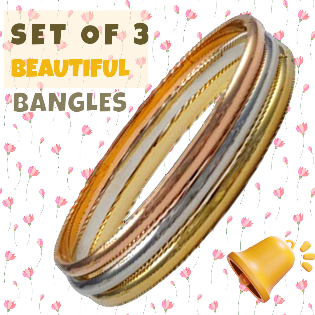 Solid Brass Bangle Set 65mm – 4mm Gold Rose Rhodium Plated Non Hollow Jewelry