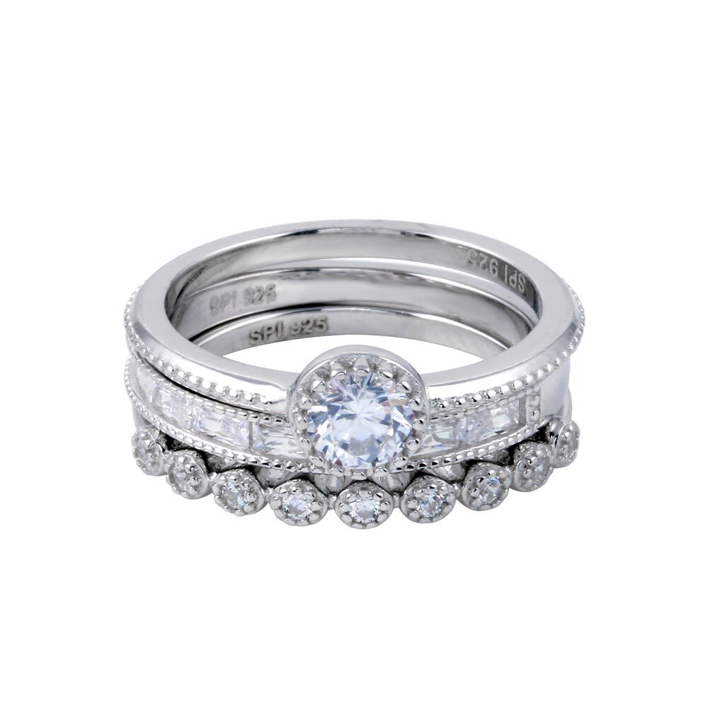 925 STERLING SILVER STACKABLE RING SET LAB SIMULATED FLAWLESS DIAMONDS