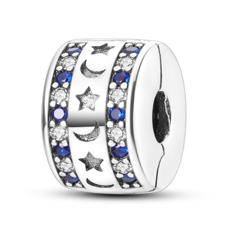 KUNSIR 925 Sterling Silver Clip Spacer Charm for Bracelet Clip Lock Stopper Bead