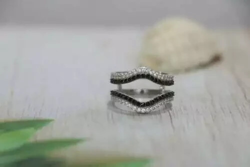 2 Ct Round Simulated Black Diamond 14K White Gold Over Enhancer Engagement Ring