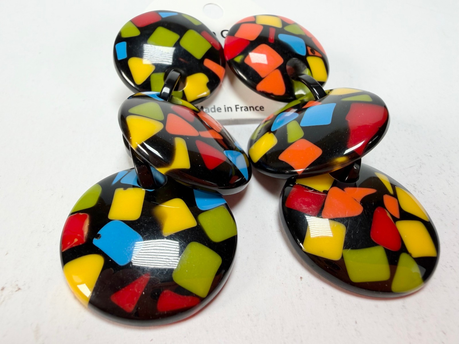 Marion Godart Confetti “Pendentif Triple Art Deco Pendant Resin Clip On Earrings
