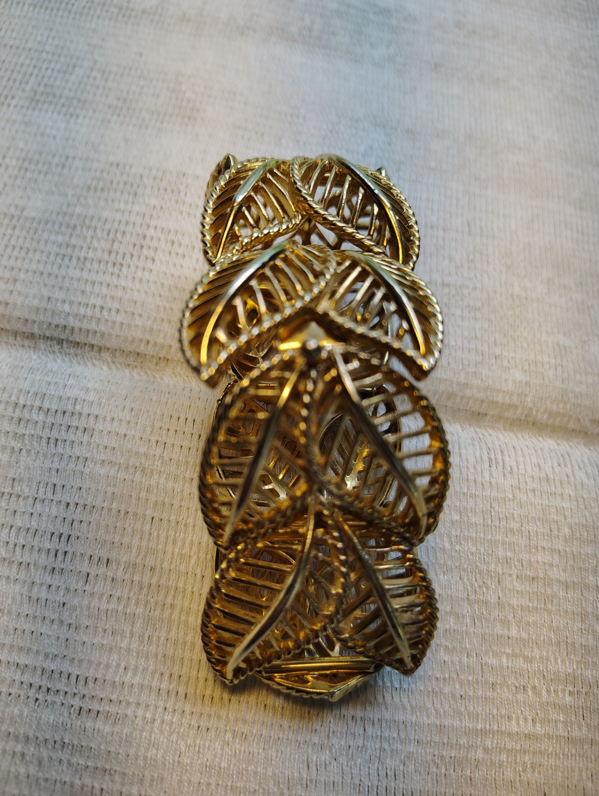 Vintage Leaf Link Statement Bracelet, Hook Closure