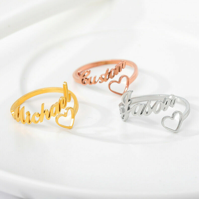 Personalized 1 to 4 Name Ring Custom Stainless Steel Home Jewelry Women Gifts