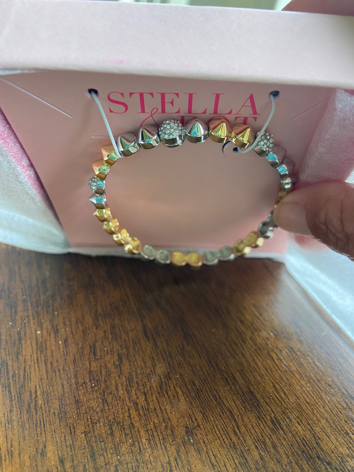 NEW! Stella & Dot Renegade Chain Silver And Gold Sparkles Stretch Bracelet